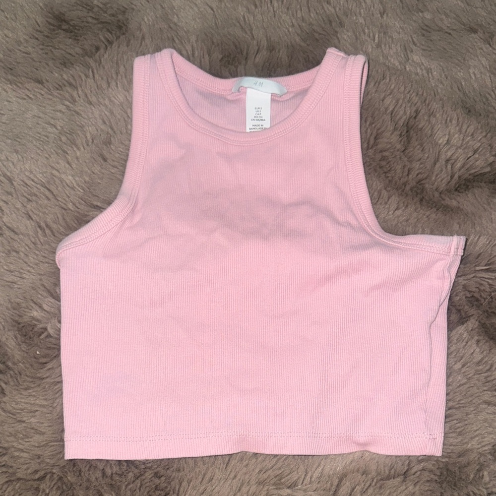 H&M Light Pink Ribbed Crop Tank